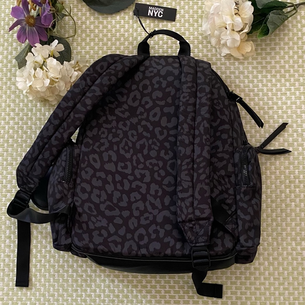 💝Madden NYC Black Leopard Print Backpack - Picture 4 of 5